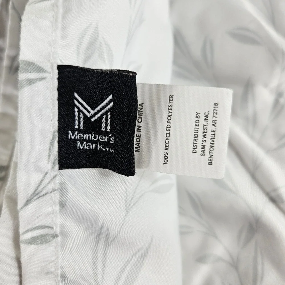 Member's Mark KING 2pc Soft Washed Sheet Bedding Set Soft Silver Botanical Leaf
